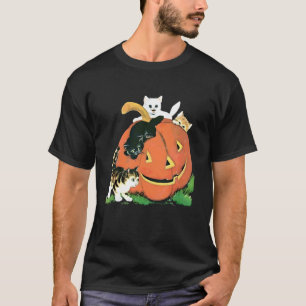 Lustige Katzen Kürbis Jack-O-Lantern Gruselige Jah T-Shirt