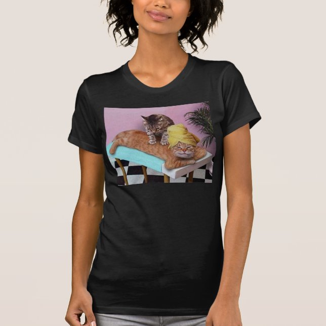 Lustige Katzen-Massage T-Shirt (Vorderseite)
