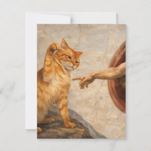 Lustige Katzen-Meme-Kunst: Schöpfung Adams mit Kat Mitteilungskarte