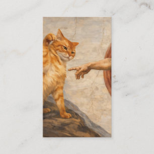 Lustige Katzen-Meme-Kunst: Schöpfung Adams mit Kat Visitenkarte