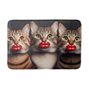 Lustige Katzen mit Botox Badematte