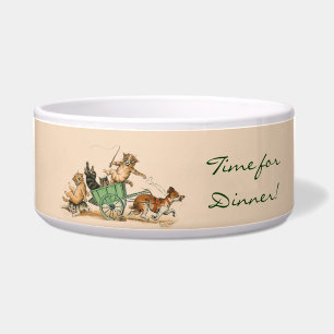 Lustige Katzen mit Hund - Vintage Kunst durch Napf