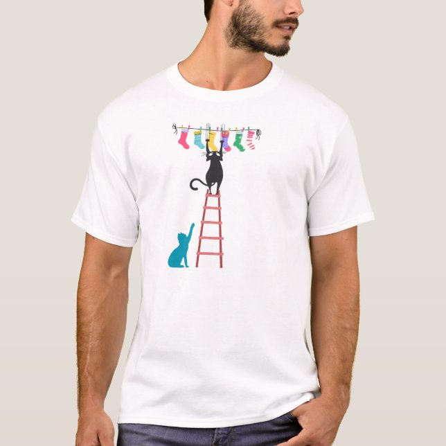 Lustige Katzen mit Socken Süße Katzenillustration T-Shirt (Vorderseite)