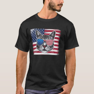 Lustige Katzen mit USA-Flagge zum Memorial Day 4. T-Shirt