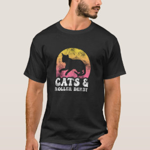 Lustige Katzen & Roller Derby Vintage Retro Hobby T-Shirt