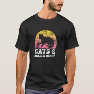 Lustige Katzen & Roller Derby Vintage Retro Hobby T-Shirt