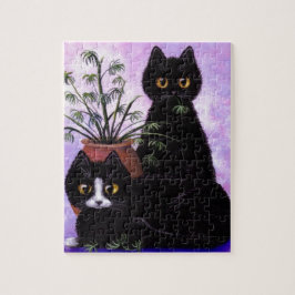 Lustige Katzen-schwarzes Smoking Creationarts Puzzle
