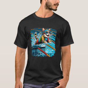Lustige Katzen-Schwimmer Schwimmen Schwimm-Coach S T-Shirt
