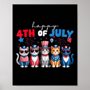 Lustige Katzen Stolz Glückliches 4. Juli-Shirt für Poster