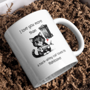 Lustige Katzen-Tasse – Fishbone Valentinstag-Zitat Kaffeetasse