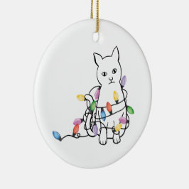 Lustige Katzen-Weihnachtsfeier Keramik Ornament