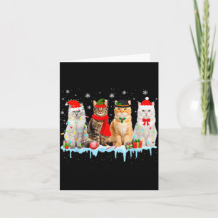 Lustige Katzen-Weihnachtslichter-Rentier-Santa-Wei Karte