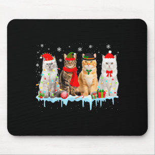 Lustige Katzen-Weihnachtslichter-Rentier-Santa-Wei Mousepad