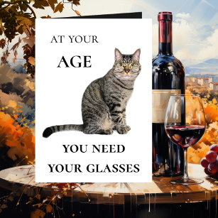 Lustige Katzen-Wein-Glas-Geburtstags-Gruß-Karte Karte