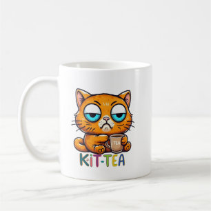 Lustige Katzen-Wortspiel-Tasse Kit Tea Humor-Ges Kaffeetasse