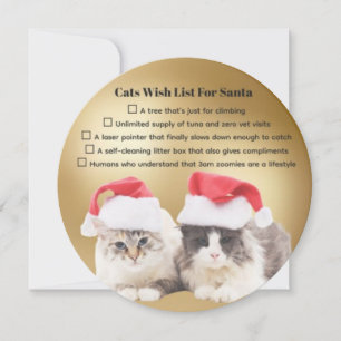 Lustige Katzen Wunschliste für den Weihnachtsmann Feiertagskarte