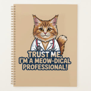 Lustige Katzenarzt-Tierhumor-Illustration Planer