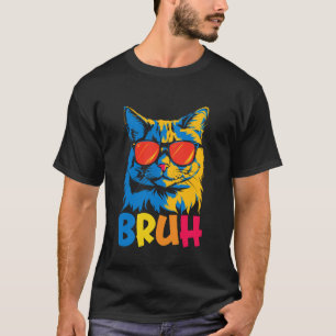 Lustige Katzenaugen-Sonnenbrille Bruh Meme Retro-H T-Shirt