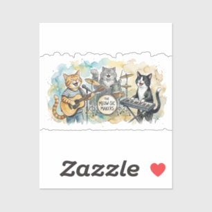Lustige Katzenband-Musik Klavier Trommeln Keyboard Aufkleber