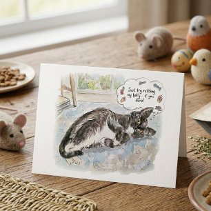 Lustige Katzenbauchmassage-Warnung Aquarell-Kunst- Dankeskarte