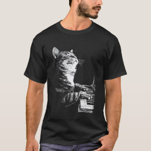 Lustige Katzenbilder Tierkunst spielt Klavier Pian T-Shirt