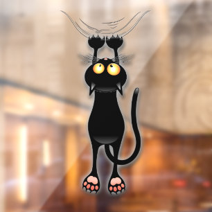 Lustige Katzenfigur kratzt Stoff Fensteraufkleber