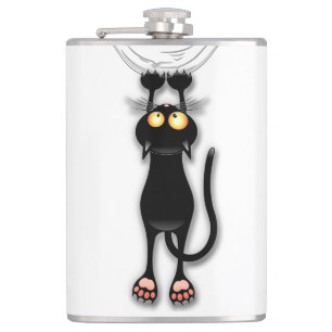 Lustige Katzenfigur kratzt Stoff Flachmann