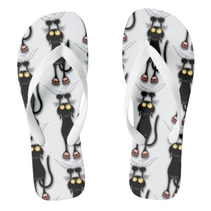 Lustige Katzenfigur kratzt Stoff Flip Flops