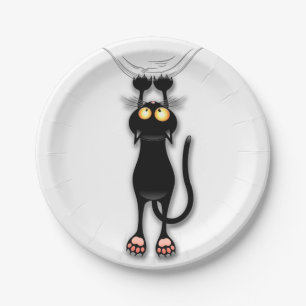 Lustige Katzenfigur kratzt Stoff Pappteller