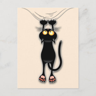 Lustige Katzenfigur kratzt Stoff Postkarte