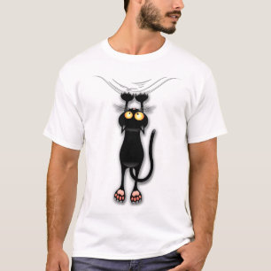 Lustige Katzenfigur kratzt Stoff T-Shirt
