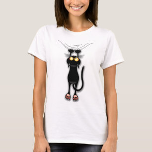 Lustige Katzenfigur kratzt Stoff T-Shirt