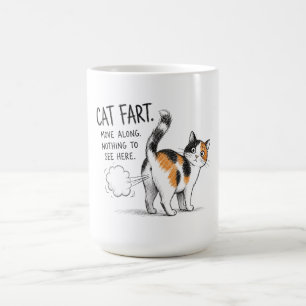 Lustige Katzenfurz-Skizze Kaffeetasse - Dreifarbig