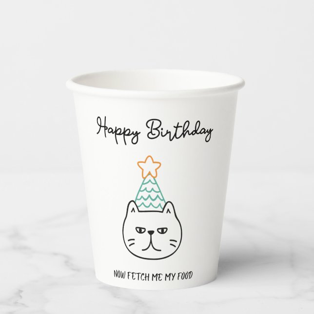 lustige Katzengeburtstag  Pappbecher (Vorderseite)