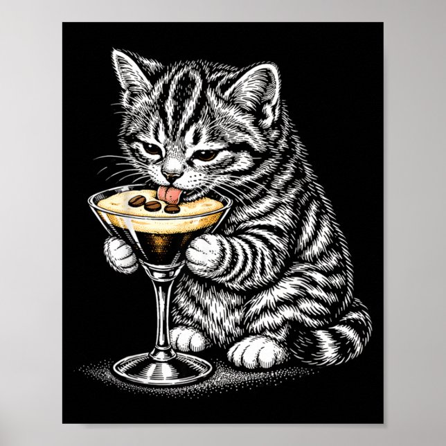 Lustige Katzenkaffee Schwanz Schwarze Tinte Kitten Poster (Vorne)