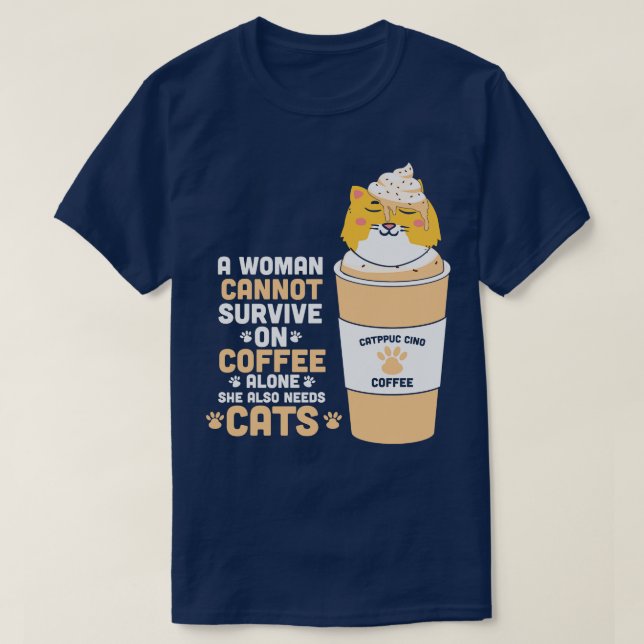 Lustige Katzenkaffee T-Shirt (Design vorne)