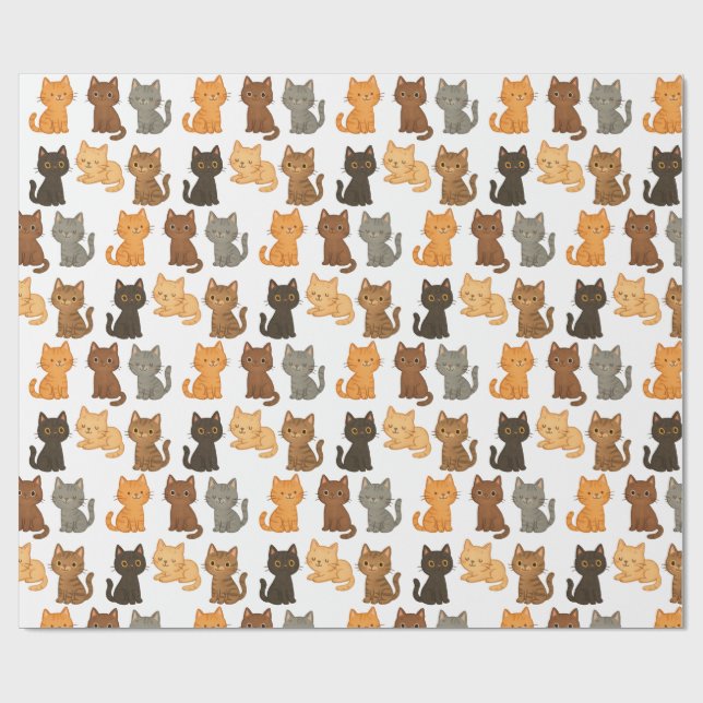 Lustige Katzenkollektion Geschenkpapier (Flach)