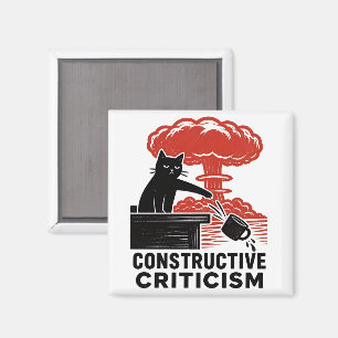 Lustige Katzenkonstruktive Kritik Linolschnitt Mem Magnet