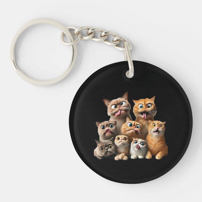 lustige Katzenkunst Schlüsselanhänger (Vorderseite)
