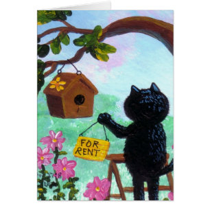 Lustige Katzenkunst Vogelhaus Cartoon Creationarts