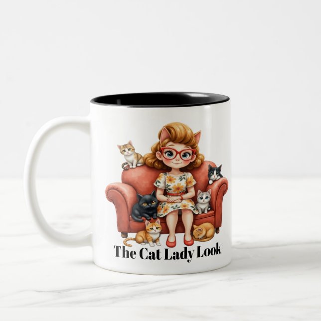 Lustige Katzenlady Mama Kaffeetasse (Links)