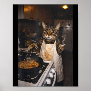 Lustige Katzenlady Meme kochende Katze vintage Kat Poster