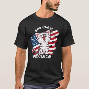 Lustige Katzenliebhaber Gott segne Meowica Patriot T-Shirt