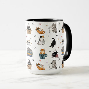 Lustige Katzenmuster-Tasse, Süße Katzenliebhaber-K Tasse