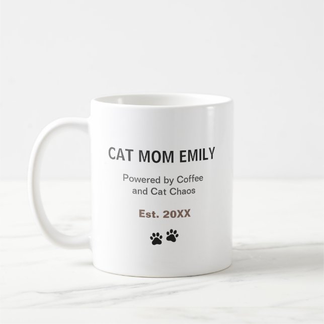 Lustige Katzenmutter personalisierter Becher benut Kaffeetasse (Links)