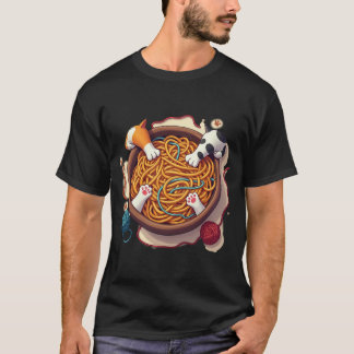 Lustige Katzenpfoten Spaghetti Garn Spielzeit Humo T-Shirt