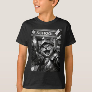 Lustige Katzenritter Zurück Zur Schule Süßer Mitte T-Shirt