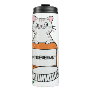 lustige Katzenzitat Antidepressivum Katzenliebhabe Thermosbecher