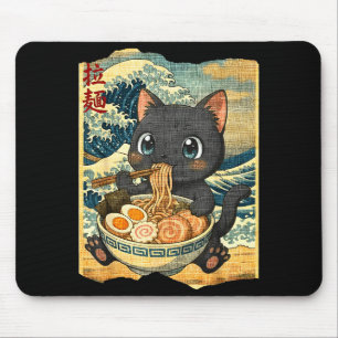 Lustige Kawaii schwarze Katze Ramen-Nudel-Schale J Mousepad