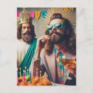 Lustige KI-generierte Kunst Frohe Geburtstag Jesus Postkarte